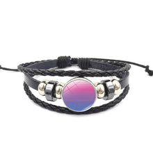 Load image into Gallery viewer, Pride Glass Buckle Charm Bracelet Rainbow Flag Gay Jewelry Handmade DIY Beaded Weave Black Leather