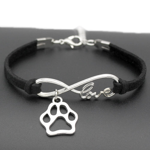 1pcs infinity handmade Women Stylish  Love Pets Dogs Lover Cat Animal Bear Paw Charms Pendant Bracelet Friendship Gift 7442