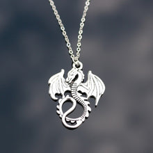 Load image into Gallery viewer, New Fashion Silver Pendant dragon Necklace Choker Charm silver metal chain Factory Price black leather Handmade jewelry