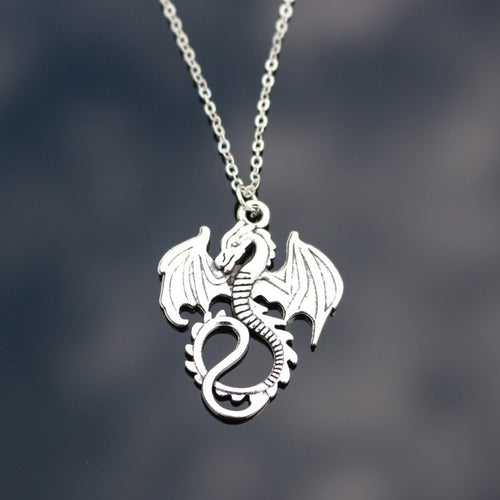 New Fashion Silver Pendant dragon Necklace Choker Charm silver metal chain Factory Price black leather Handmade jewelry