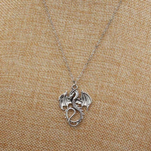 Load image into Gallery viewer, New Fashion Silver Pendant dragon Necklace Choker Charm silver metal chain Factory Price black leather Handmade jewelry
