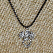 Load image into Gallery viewer, New Fashion Silver Pendant dragon Necklace Choker Charm silver metal chain Factory Price black leather Handmade jewelry