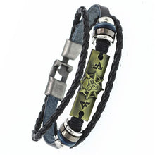 Load image into Gallery viewer, Handmade Adjustable Multilayer Wide Genuine Leather Cuff Bracelet Men Bohemian Vintage  Leaves gun Charm Bracelets