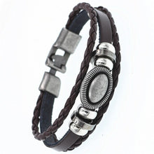 Load image into Gallery viewer, Handmade Adjustable Multilayer Wide Genuine Leather Cuff Bracelet Men Bohemian Vintage  Leaves gun Charm Bracelets