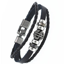 Load image into Gallery viewer, Handmade Adjustable Multilayer Wide Genuine Leather Cuff Bracelet Men Bohemian Vintage  Leaves gun Charm Bracelets