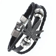 Load image into Gallery viewer, Handmade Adjustable Multilayer Wide Genuine Leather Cuff Bracelet Men Bohemian Vintage  Leaves gun Charm Bracelets