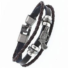 Load image into Gallery viewer, Handmade Adjustable Multilayer Wide Genuine Leather Cuff Bracelet Men Bohemian Vintage  Leaves gun Charm Bracelets
