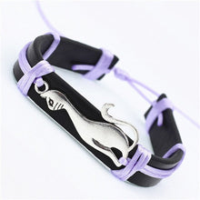 Load image into Gallery viewer, Antique Silver Cute Cat Charms  PU Leather Bracelets Lovely Animal handmade Braid  colorful Jewelry kids Gifts