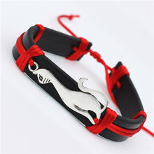 Load image into Gallery viewer, Antique Silver Cute Cat Charms  PU Leather Bracelets Lovely Animal handmade Braid  colorful Jewelry kids Gifts