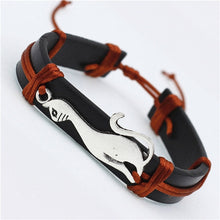 Load image into Gallery viewer, Antique Silver Cute Cat Charms  PU Leather Bracelets Lovely Animal handmade Braid  colorful Jewelry kids Gifts